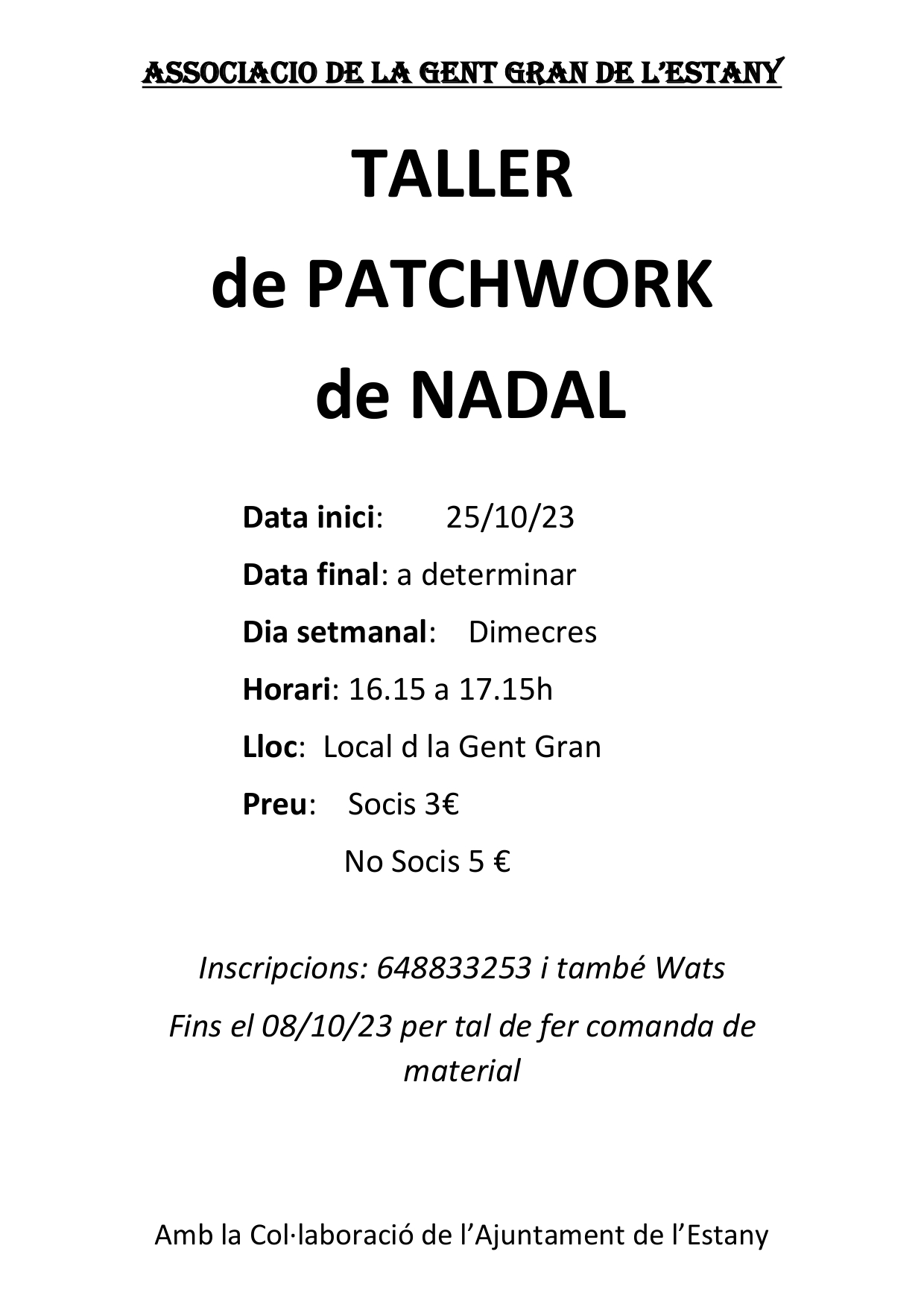 TALLER DE PATCHWORK DE NADAL