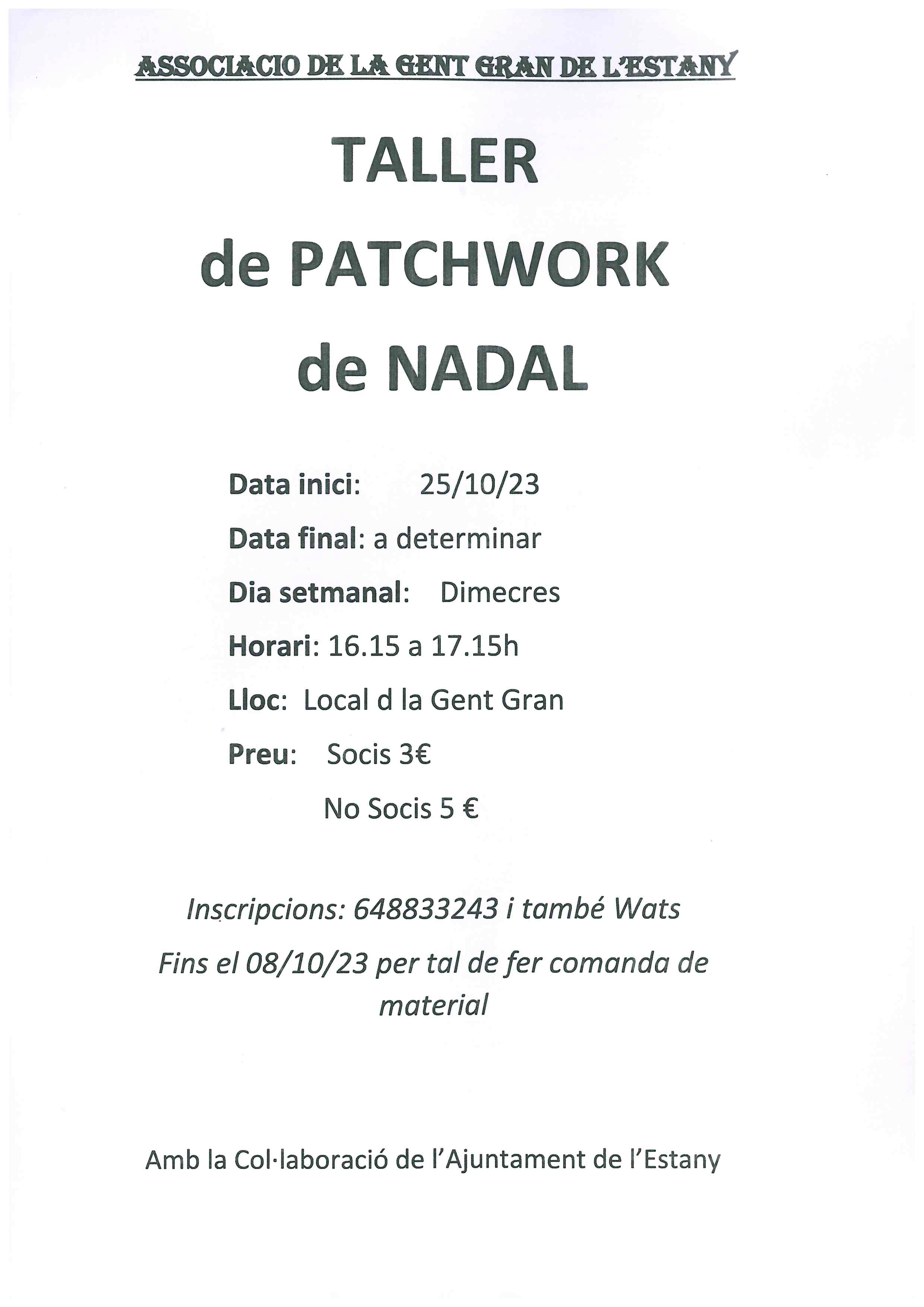 TALLER DE PATCHWORK DE NADAL