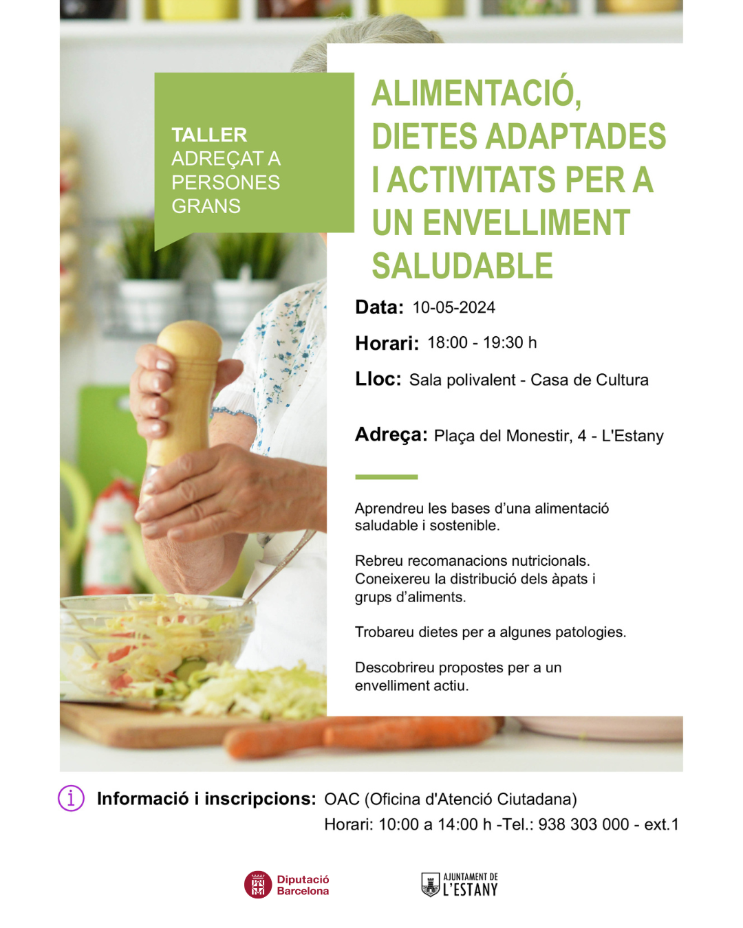 Taller d'alimentació, dietes i activitats per a un envelliment saludable