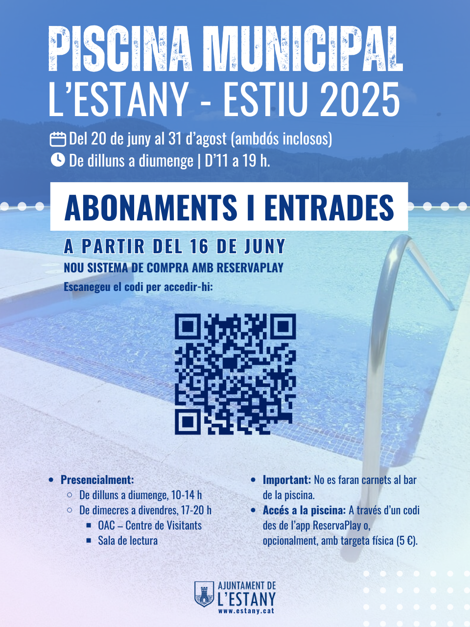 S'obren les inscripcions per a la Piscina Municipal de l'Estany per la temporada 2025