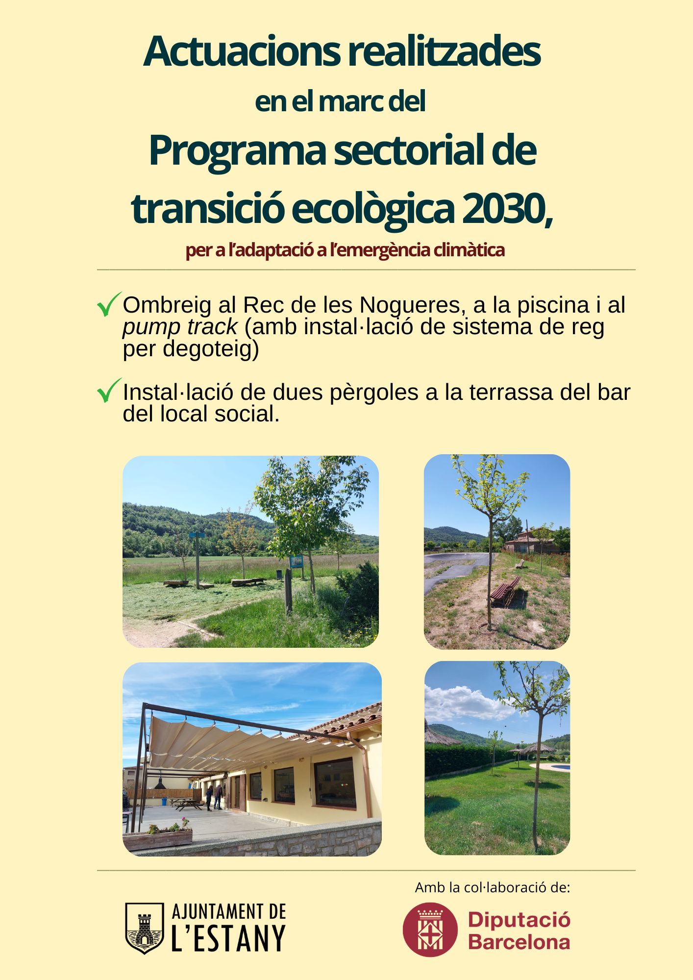 Actuacions realitzades en el marc del Programa sectorial de transici&oacute; ecol&ograve;gica 2030, per a l'adaptaci&oacute; a l'emerg&egrave;ncia clim&agrave;tica
